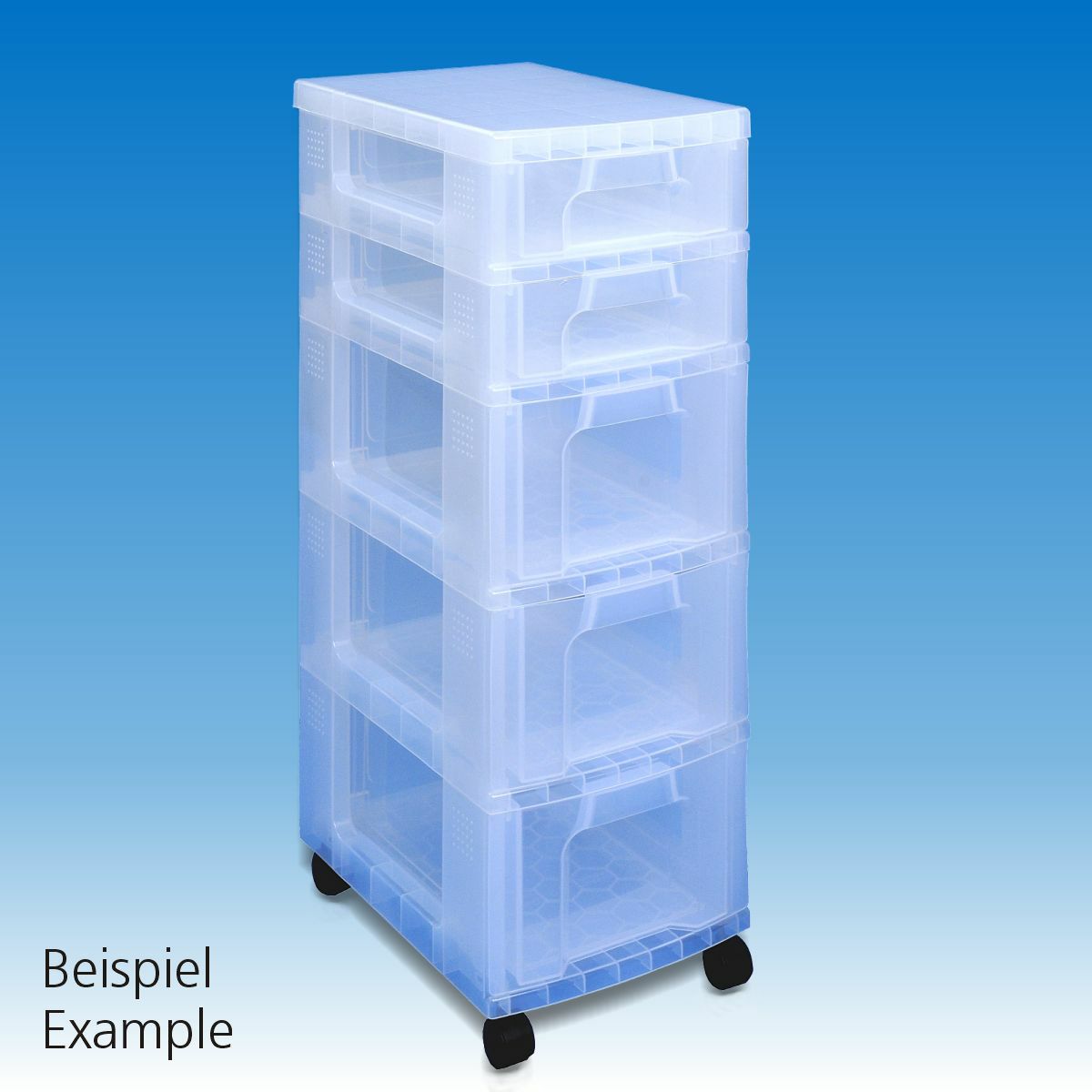 Single Tower 7 x 7-Liter-Schubladen, Gestell transparent